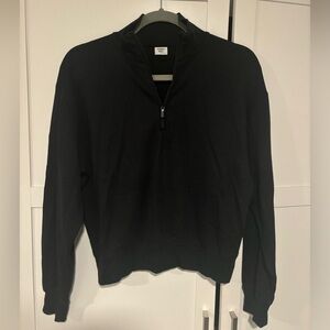 Sunday Best Black Waffle 1/4 Zip-Up Sweater